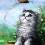 Kitten & Butterfly illustration 1